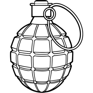 black and white grenade outline clip art preview