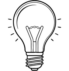 Vector Illustration Light Bulb Idea Concept Outline Simple Drawing Creativity Inspiration 