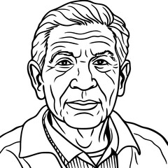 Portrait of a Wise Elderly Man Line Art Illustration Vector for Educational and Design Projects