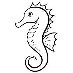 Obraz premium Seahorse Illustration Vector Outline Underwater Marine Life Coloring Book Page Design Decor Art