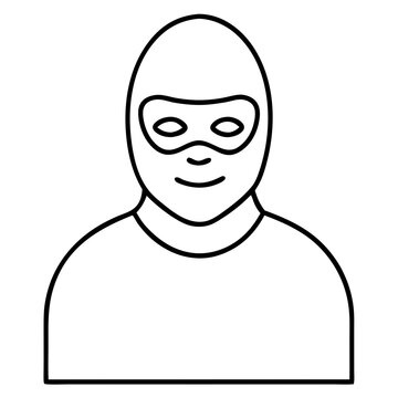 recommend clip art: Masked Thief  Vector Illustration Criminal Character Black and White Outline Security Concept