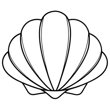 recommend clip art: Seashell Vector Illustration Outline Minimalist Black and White Nautical Beach Theme Design