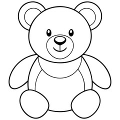 Cute Teddy Bear Black White Outline Vector Graphic for Coloring Books and Kids Activities