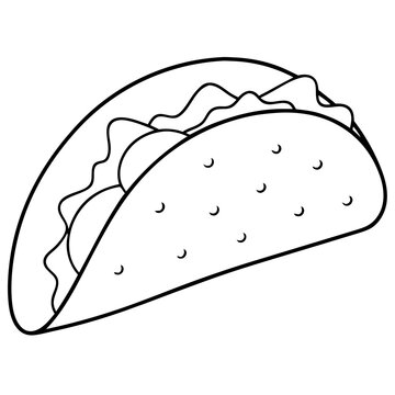 recommend clip art: Vector Illustration of Taco Outline Black and White Mexican Cuisine Artwork for Menu Design