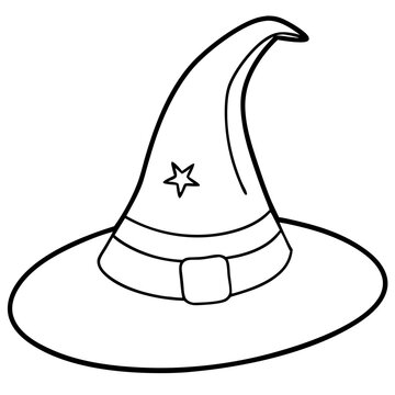 recommend clip art: Witch Hat Halloween Magic Costume Black and White Vector Illustration Star Decoration Clipart