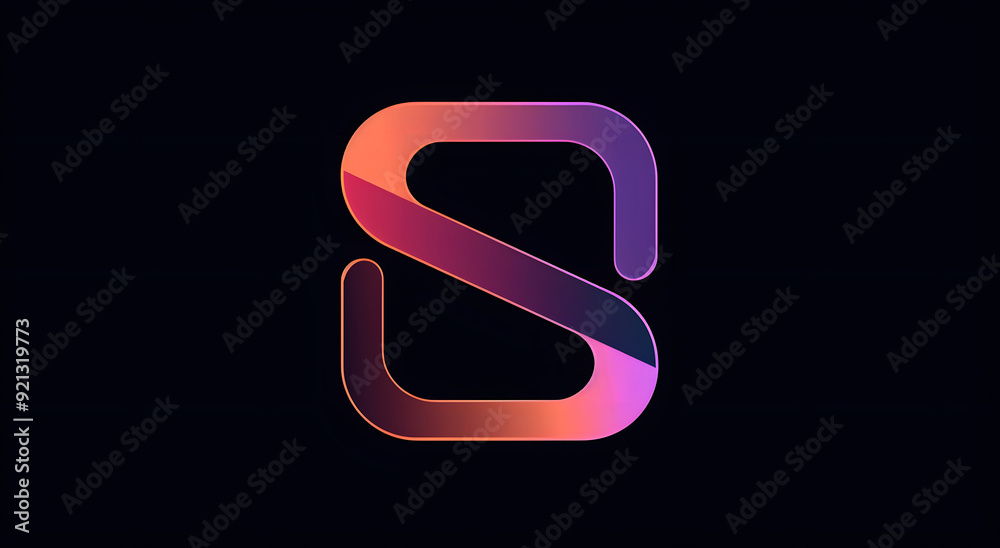 Fototapete Vector logo with an abstract geometric shape and lines, forming the letter S in light colors on a dark background for the design of business cards, web UIUX elements, or graphic illustrations design