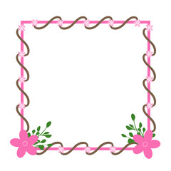 Obraz premium pink frame with flowers, abstract background with blank copy space, graphic design illustration wallpaper 