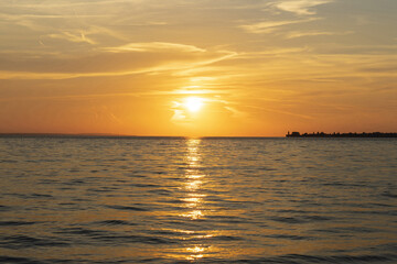 Sunset and golden hour over Lindau Bodensee / Lake Constance