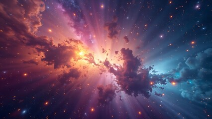 Naklejka premium Colorful, stars and space background, panorama universe