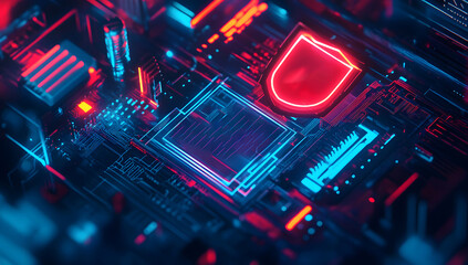 A high-tech illustration design with the text Safety Payment. with a shield and lock icon. the concept of safe and secure payment transaction design