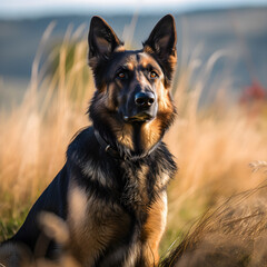 Fototapeta premium Power and Grace: A Showcase of the Robust Elegance of the German Shepherd