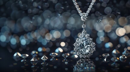 Dazzling diamond necklace with a sparkling pendant.