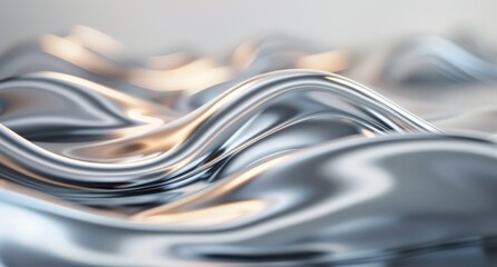 Abstract Metallic Waves With Smooth Curves and Reflections in Soft Lighting