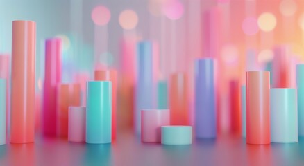 Obraz premium Colorful Abstract Background With Pastel Cylinder and Glitter at Evening