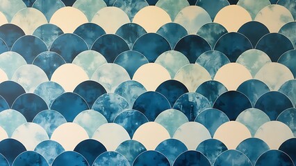 Fototapeta premium Sea-inspired geometric wallpaper