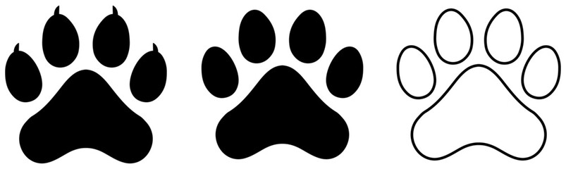 Set of different animal paw. Vector illustration