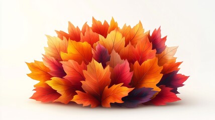 Beautiful bouquet of fall leaves isolated on transparent background. Generative AI