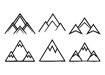 set of mountains collection of grapes vector illustration, silhouette, logo icon and line art Bundle files