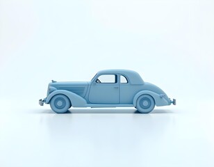 Fototapeta premium 3D hologram of a vintage car rotating slowly against a plain white background create with ai