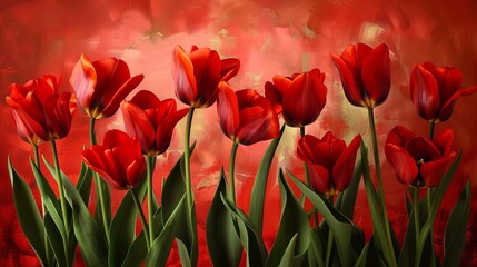 Fototapeta premium Red Soldier Tulips