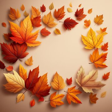 Autumn Leaves- A scattering of autumn leaves on a neutral background, with plenty of room for text or fall-themed products
