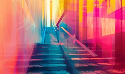 Vibrant color gradient abstract architecture