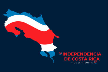Obraz premium Costa Rica Independence Day 15 September flag map vector poster