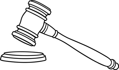 Line Drawing of Judge's Gavel and Sound Block