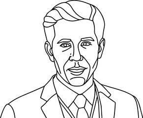 Black And White Line Art Illustration of Businessman