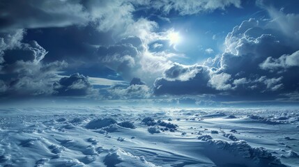 Obraz premium Winter storm clouds over a frozen landscape