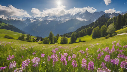 Fototapeta premium White flowers growing in Northern Areas, Generative AI