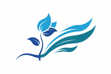 Sapphire flower logo flowy wind vector design illustration on white background