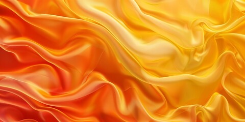 Obraz premium Yellow and Orange Fabric with Wrinkles and Folds. Multicolored Wavy Surface Banner