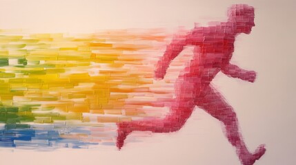 Fototapeta premium A colorful silhouette of a runner in motion against a vivid abstract background