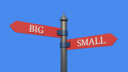 BIG vs SMALL written on signpost