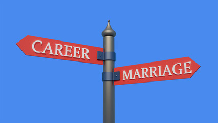 CARREER vs MARRIAGE written on a signpost
