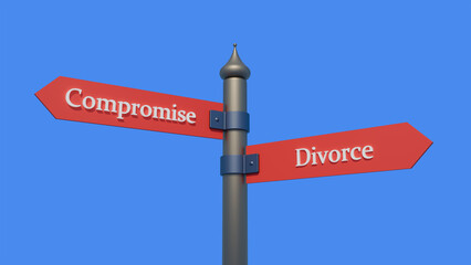 COMPROMISE vs DIVORCE written on a signpost
