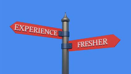 EXPERIENCE vs FRESHER written on a signpost