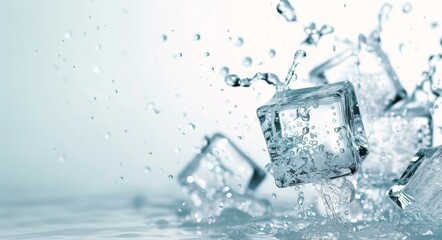 Obraz premium Ice Cubes Splashing in Clear Water