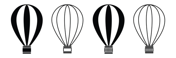 Set of Hot air balloon icon collection. air journey flying aerostat symbol. Vector Illustration.
