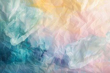 Obraz premium Delicate layers of blue, yellow, and pink colors in an abstract painting, Layers of delicate washes
