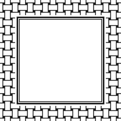 Vector square frame with copy space. Abstract geometric black and white weaving ornament.