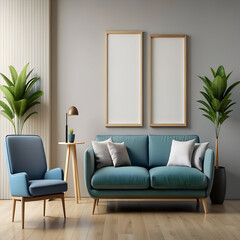 modern living room with mock-up frame
