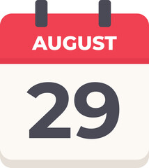 August 29 - Daily Calendar Icon in flat design style
