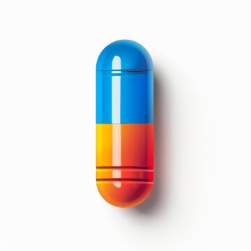 recommend clip art: Iconic pill capsule, clean and modern, flat design, isolated on white background
