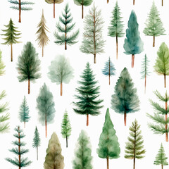 Obraz premium seamless watercolor christmas tree branches