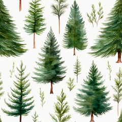 Fototapeta premium seamless watercolor tree branches
