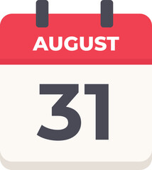 August 31 - Daily Calendar Icon in flat design style