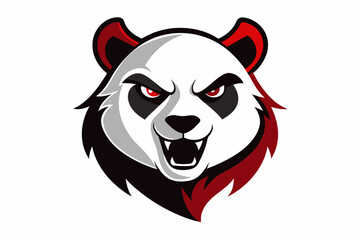 the scary panda logo vector design illustration on white background 