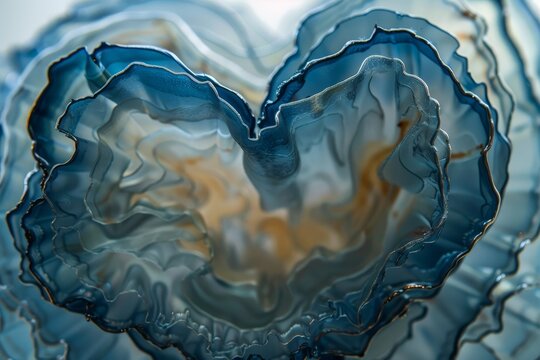 Translucent tissues layered to form a heart shape, Layers of translucent tissues forming the shape of a heart